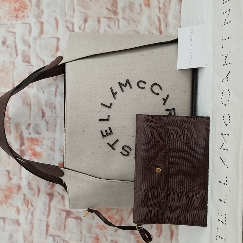 New Stella McCartney Logo Eco Canvas Tote Bag